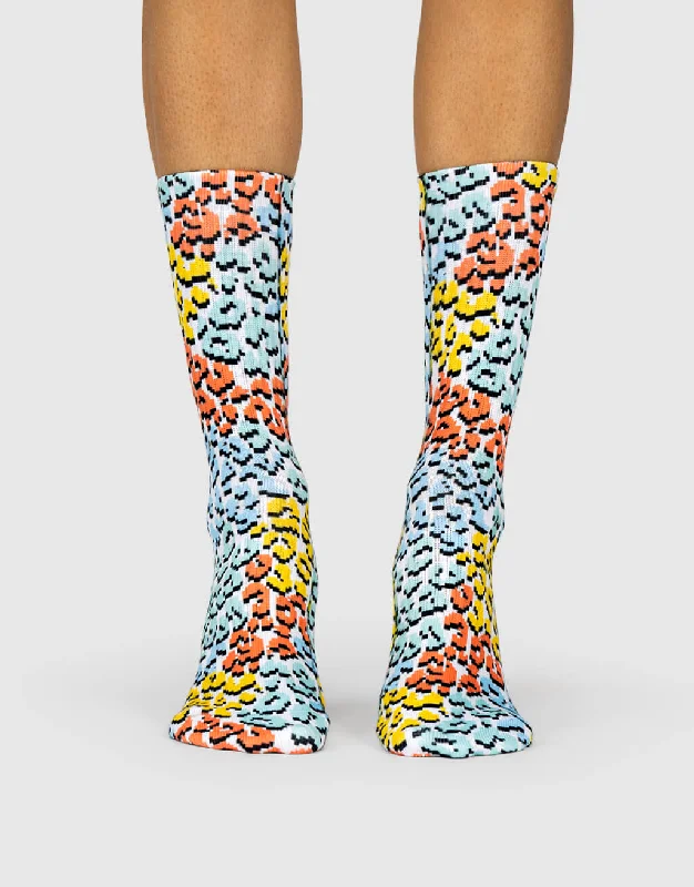 sock singles organic -  Pixel Leopard Socks