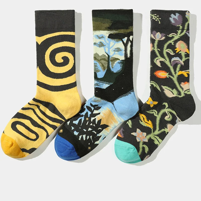 sock fashion organic -  Yuppie Sox PLANT FLOWER PATTERN STREET SKATEBOARD SOCKS