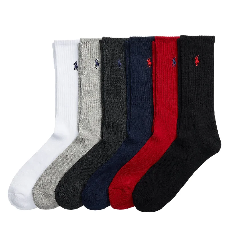 sock guarantee vintage -  Polo Ralph Lauren 6 Pack Embroidered Logo Sock Multi