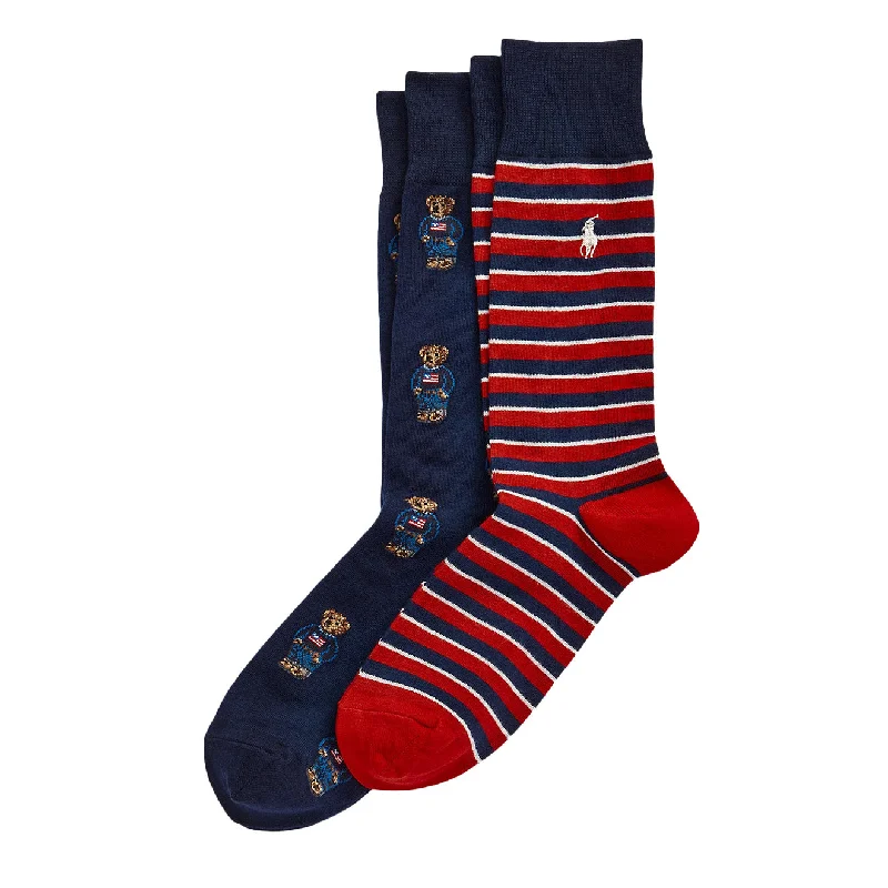 sock sets vintage -  Polo Ralph Lauren Polo Bear Trouser Sock 2-Pack Navy Bear/Stripe