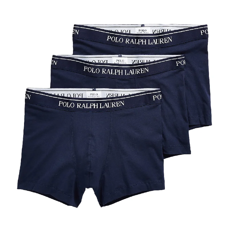 sock sizes bold -  Polo Ralph Lauren Stretch Cotton Trunk 3-Pack Navy / Navy / Navy