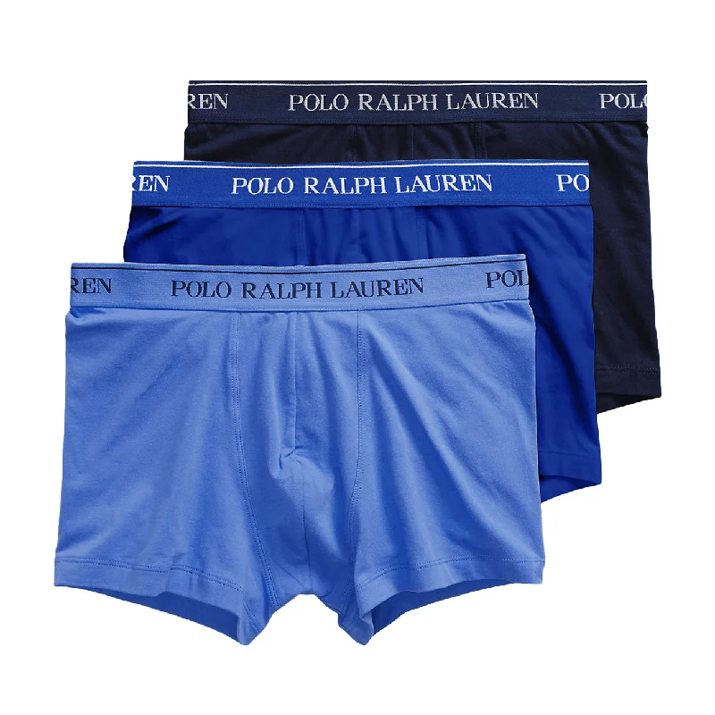 sock materials bold -  Polo Ralph Lauren Stretch Cotton Trunk 3-Pack Navy / Royal / Sky