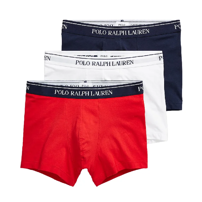 sock patterns bold -  Polo Ralph Lauren Stretch Cotton Trunk 3-Pack White / Red / Black