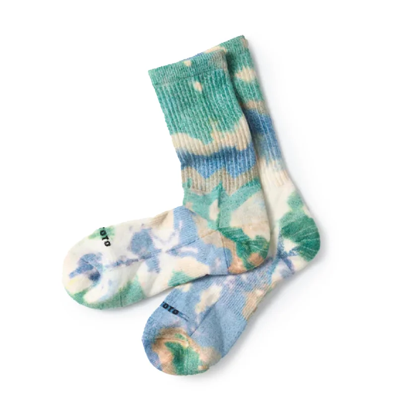 sock patterns bold -  Rototo Allrounder Merino Crew Tie Dye Socks Green / Blue