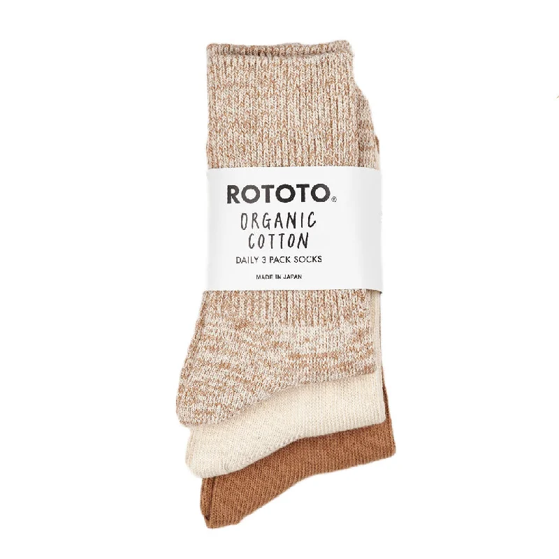 sock variety minimalist -  Rototo Pack Ecru / Brown