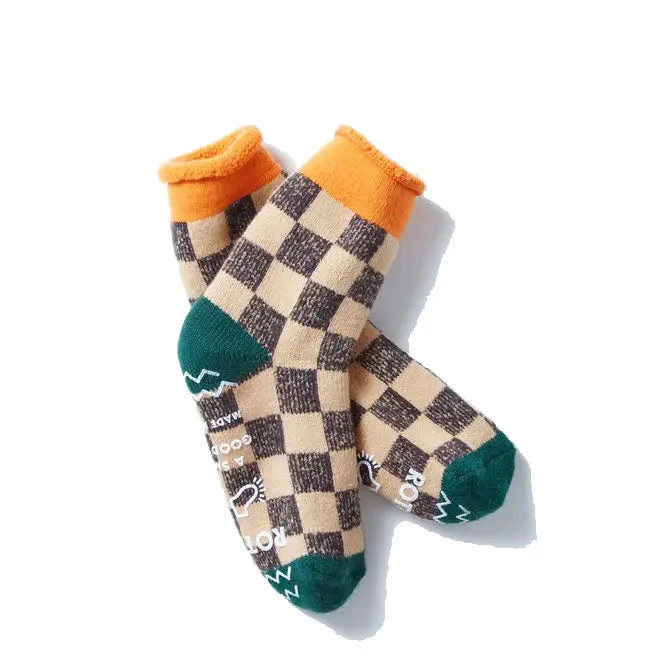 sock sets minimalist -  Rototo Pile Room Socks Checkerboard Light Orange