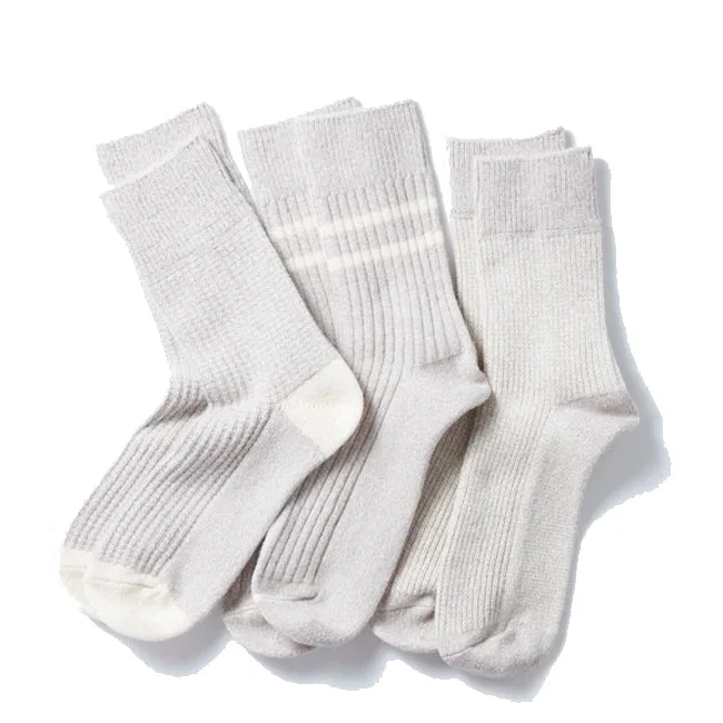 sock promotions minimalist -  Rototo Recycle Cotton / Wool Daily 3 Pack Socks Gray / Off White