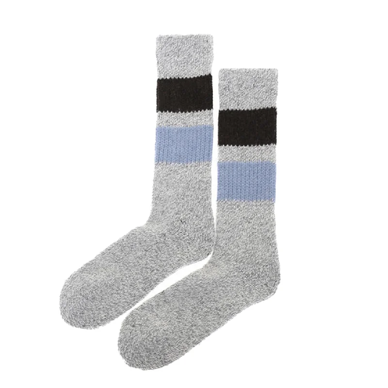 sock warranty minimalist -  Rototo Retro Winter Outdoor Socks Gray / Dark Brown / Light Blue