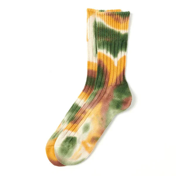 sock codes organic -  Rototo Tie-Dye Sock Green / Gold / Brown