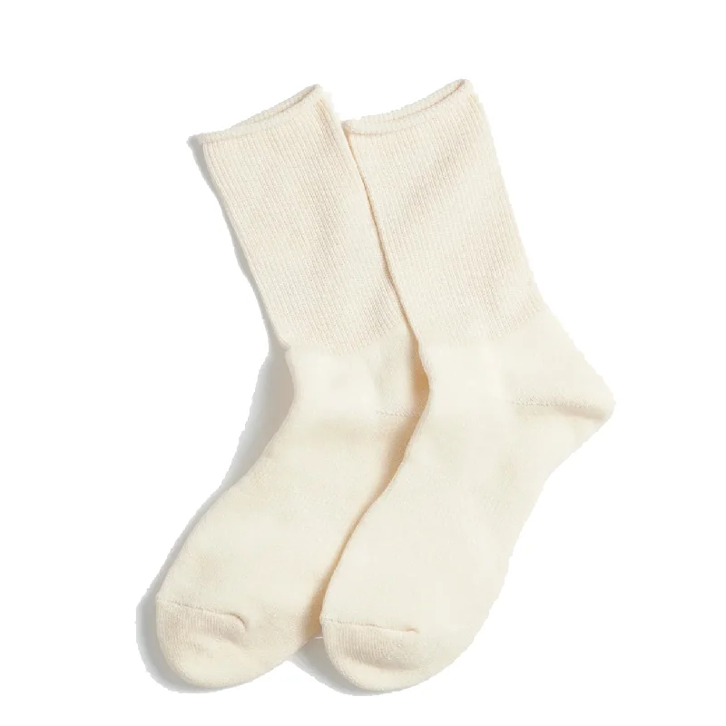 sock warranty organic -  Rototo Washi Pile Crew Sock Ivory