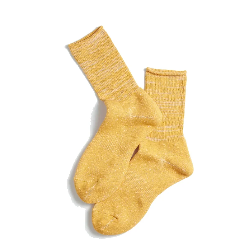 sock singles organic -  Rototo Washi Pile Crew Sock Yellow