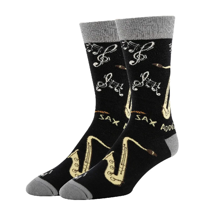 sock exchanges vintage -  Oooh Yeah!//Sax Addict | Men's Funny Cotton Crew Socks