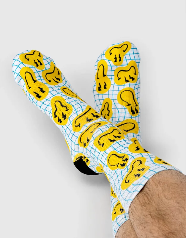 sock features minimalist -  Smiley Grid Socks