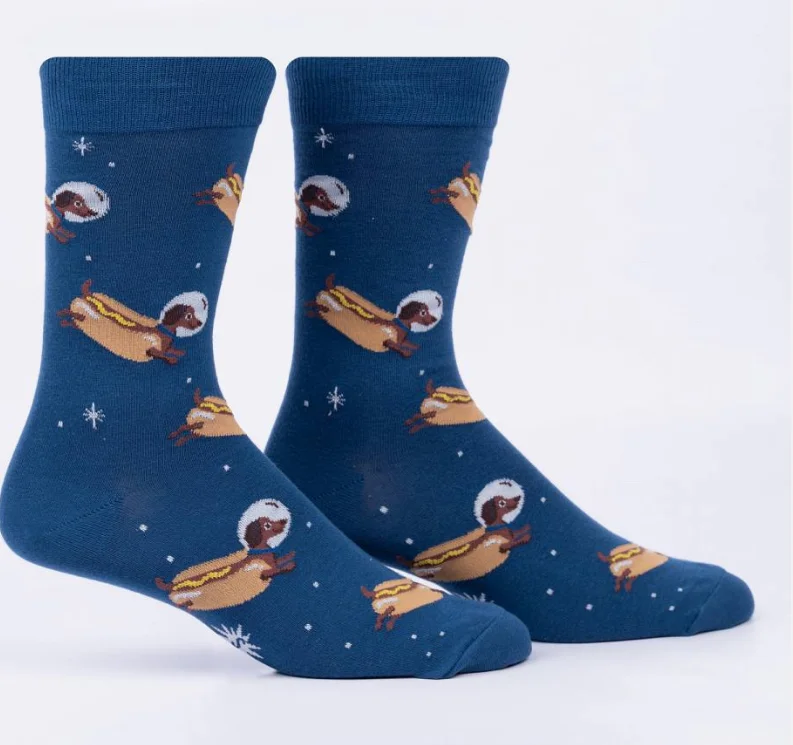 sock benefits bold -  Sock it to Me/Men's Crew: Weiner Dogs, in Space!