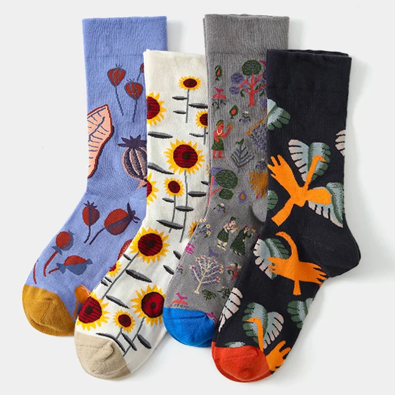 sock sales organic -  Yuppie Sox SUNFLOWER GRAPHIC FASHION COTTON SOCKS