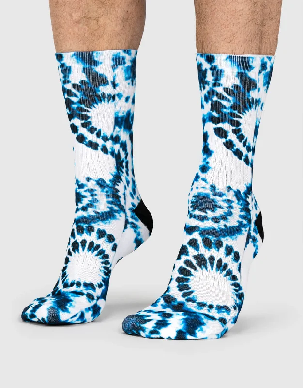 sock styles bold -  Blue Circle Tie Dye Socks