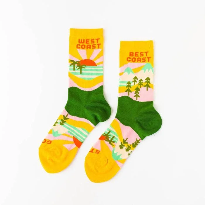 sock features bold -  Yellow Owl Workshop  - West Coast Best Coast Crew Socks