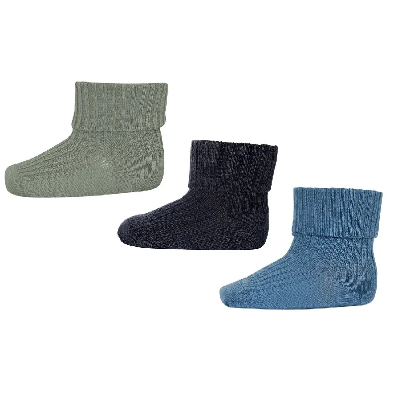 sock uses bold -  Mp Denmark Wool Ribbed Socks - 3-pack Dark Denim Melange