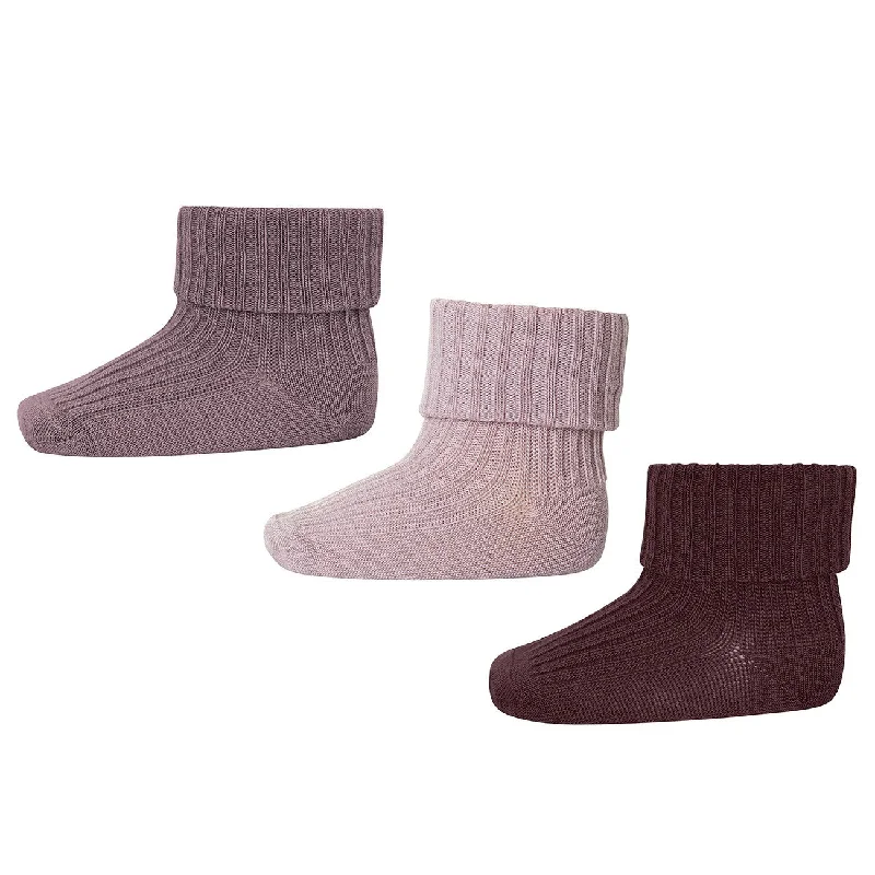 sock coupons organic -  Mp Danmark Wool Ribbed Socks - 3-pack Wood Rose