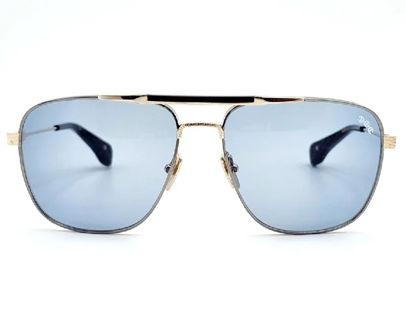 sunglasses for snowy trails -  HOORSENBUHS MODEL XI |GUNMETAL WHITE GOLD BLACK AVIATOR SUNGLASSES