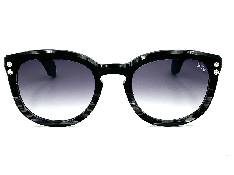 sunglasses for winter arches -  HOORSENBUHS MODEL II | BLACK/GREY TORTOISE FADE ROUND SUNGLASSES